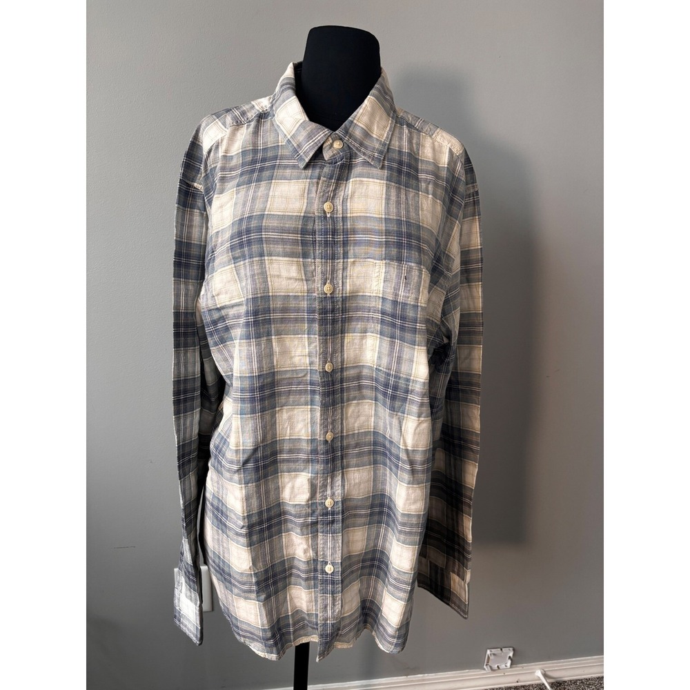 American Eagle Super Soft Plaid Flannel Button Up Shirt, Mens Large blue‎ NWT